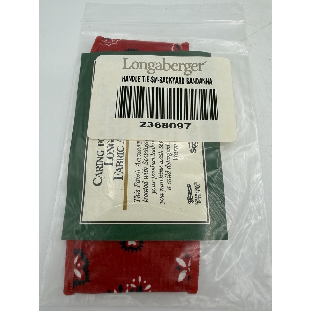 🧺 Longaberger Small Handle Tie ONLY – Backyard Bandana – NIP – New in Package